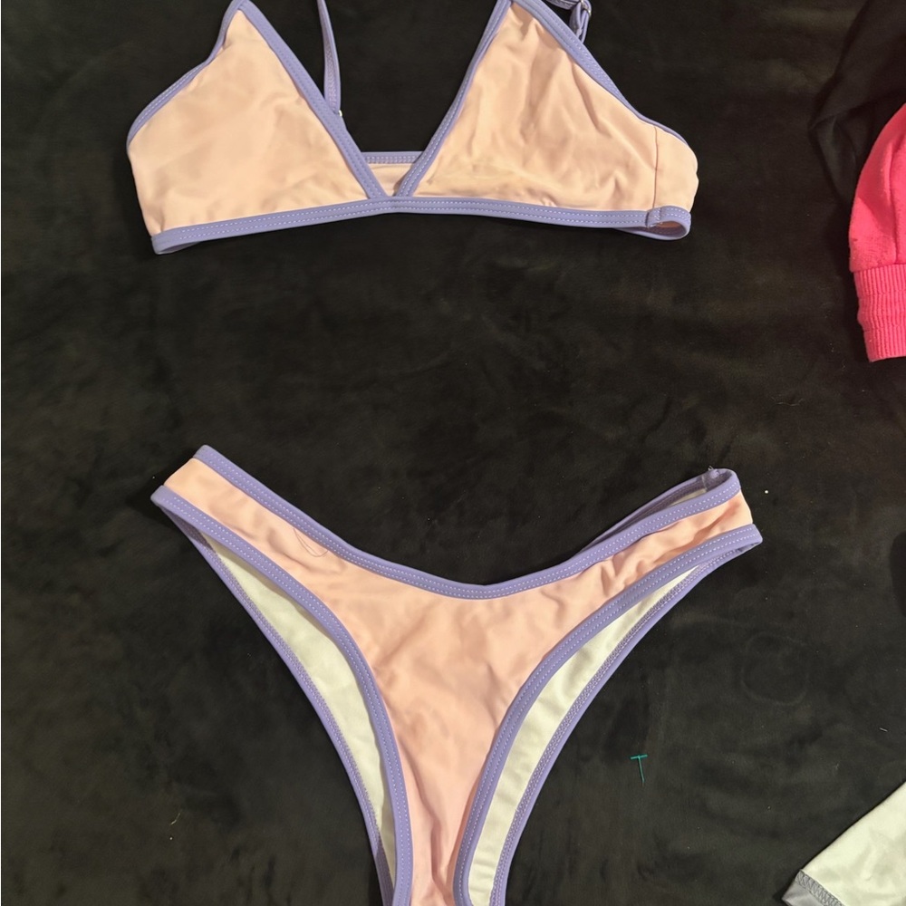 SHEIN Pink Bikini with Purple Trim